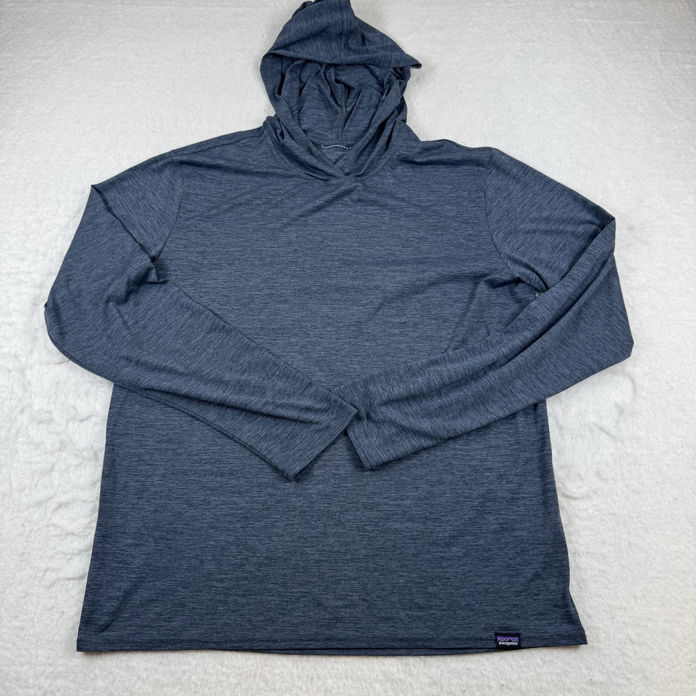 Patagonia Shirt Mens Size M Blue Capilene Cool Daily Hooded Top Long Sleeve